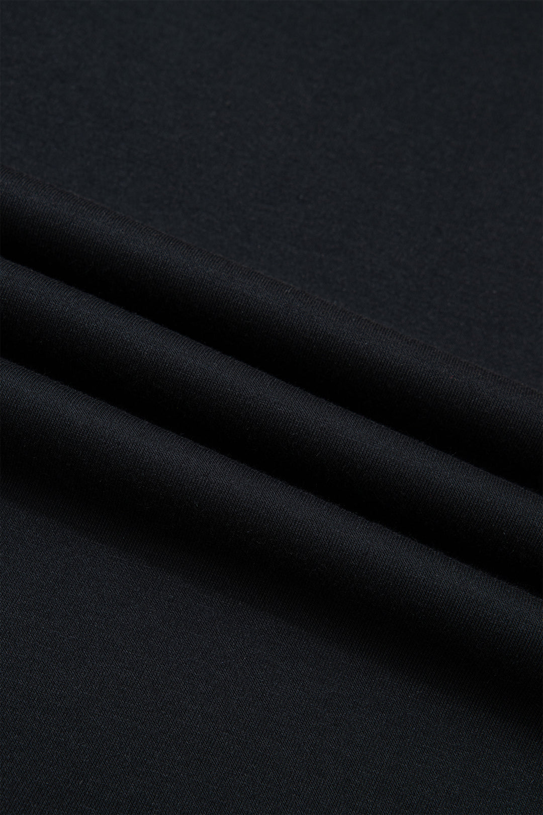 Black Solid Color Dropped Shoulder Long Sleeve Top