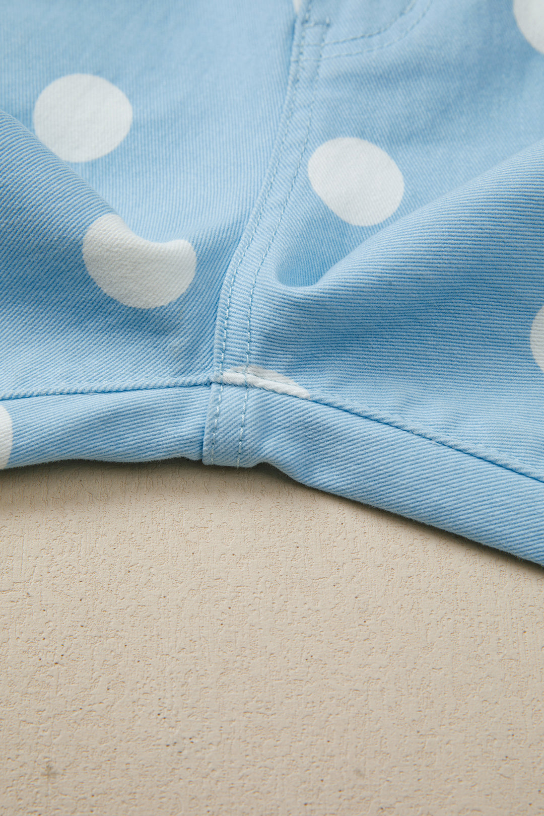 Sky Blue Polka Dot Print Raw Hem Shift Jeans