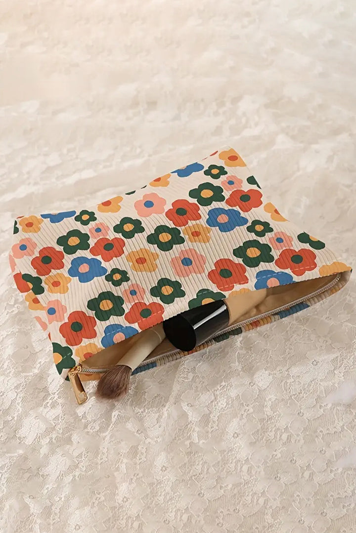 Trousse de maquillage texturée à imprimé floral