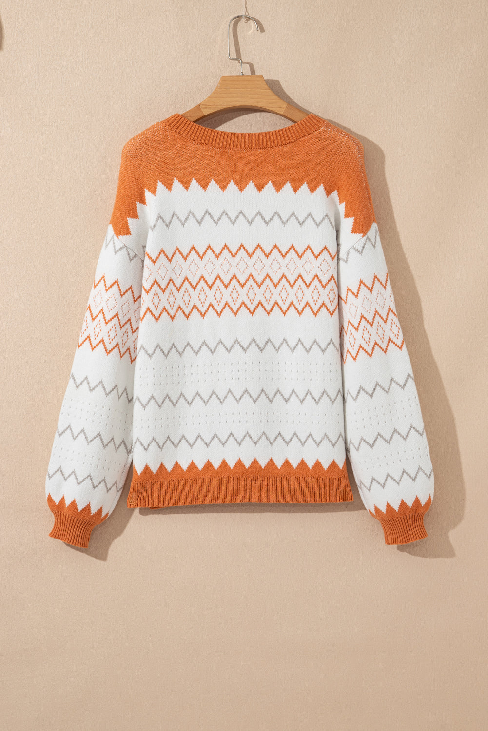 Zigzag Geometric Pattern Knitted Pullover Sweater