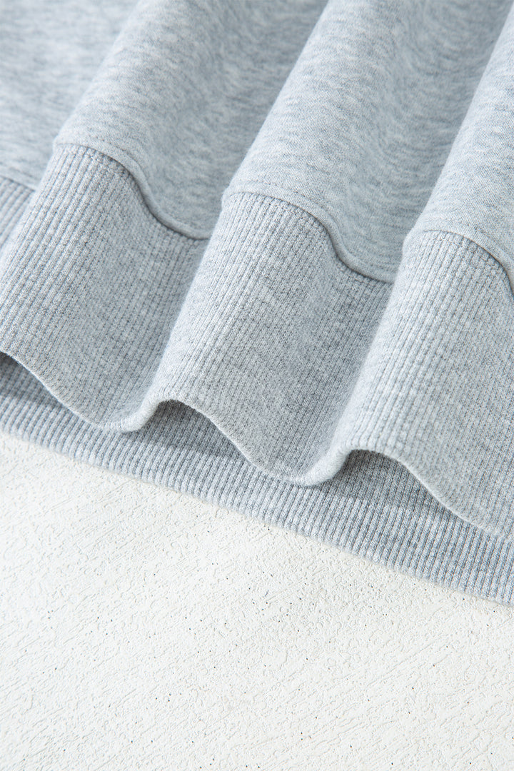 Gray Solid Color Oversized Mock Neck Sweatshirt
