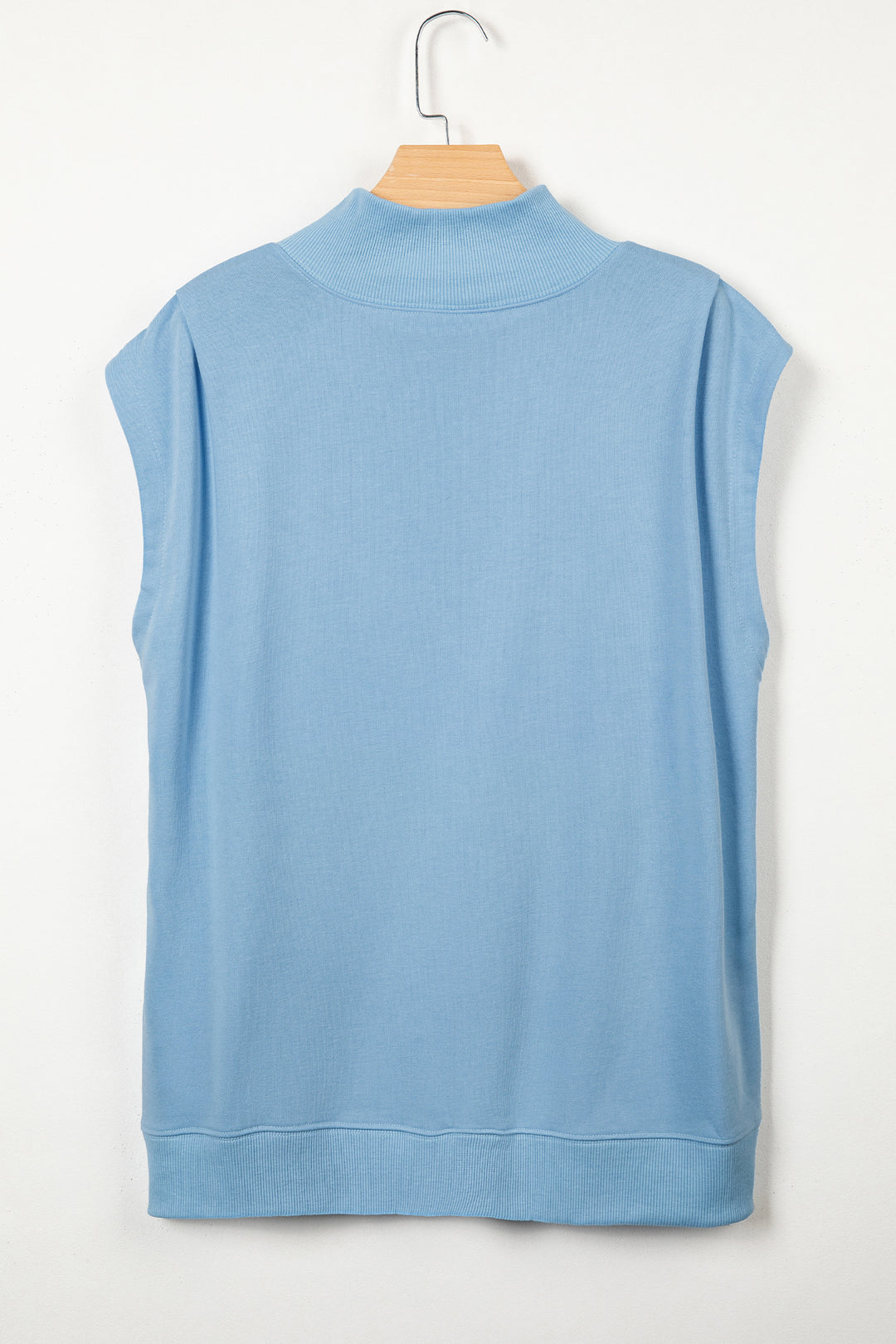 Myosotis Solid Color High Neck Cap Sleeve Loose Top