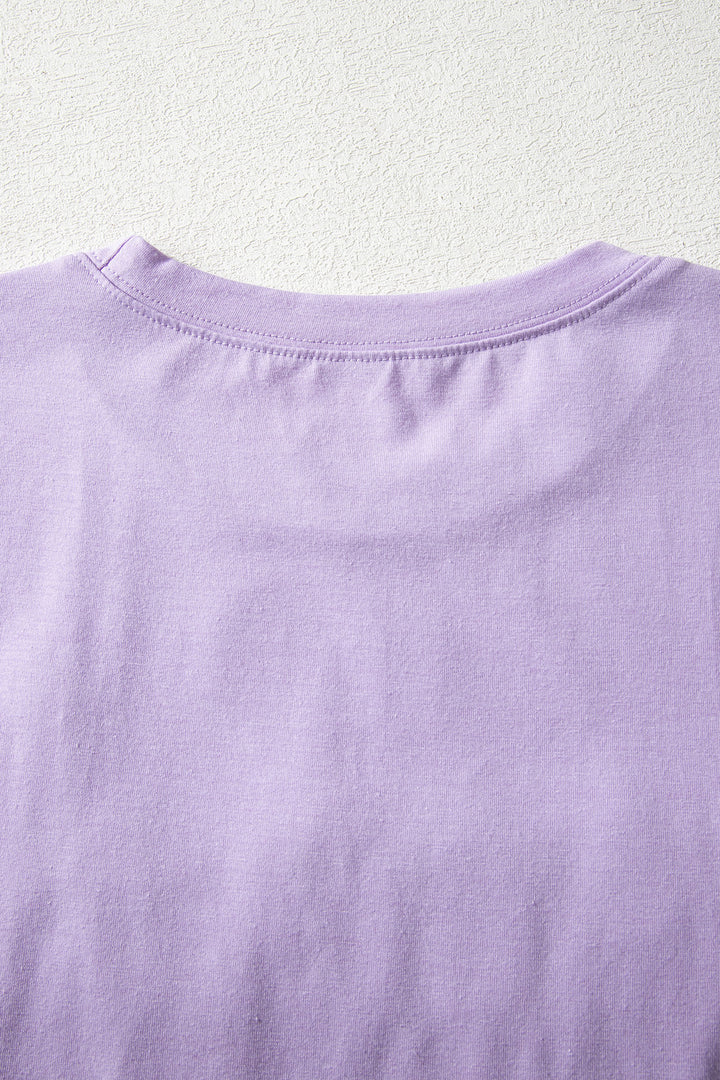 Lavendula Mardi Gras Tinsel Letter Graphic Loose T Shirt