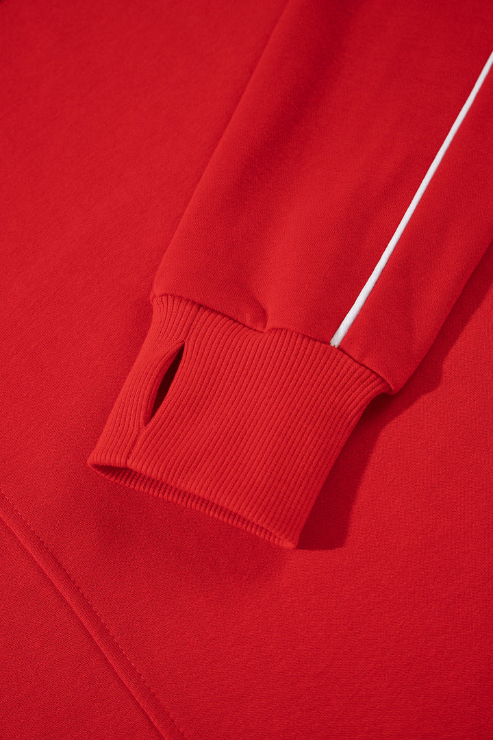Fiery Red Stand Neck Long Sleeve Regular Fit Sweatshirt