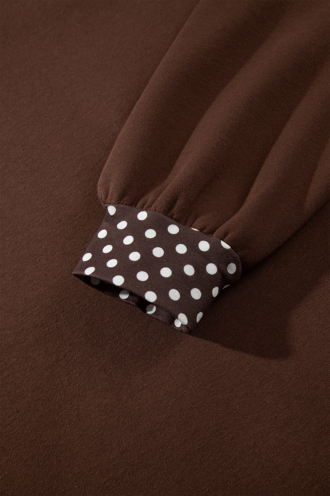 Brown Colorblock Polka Dot Contrast Trim Oversized Sweatshirt