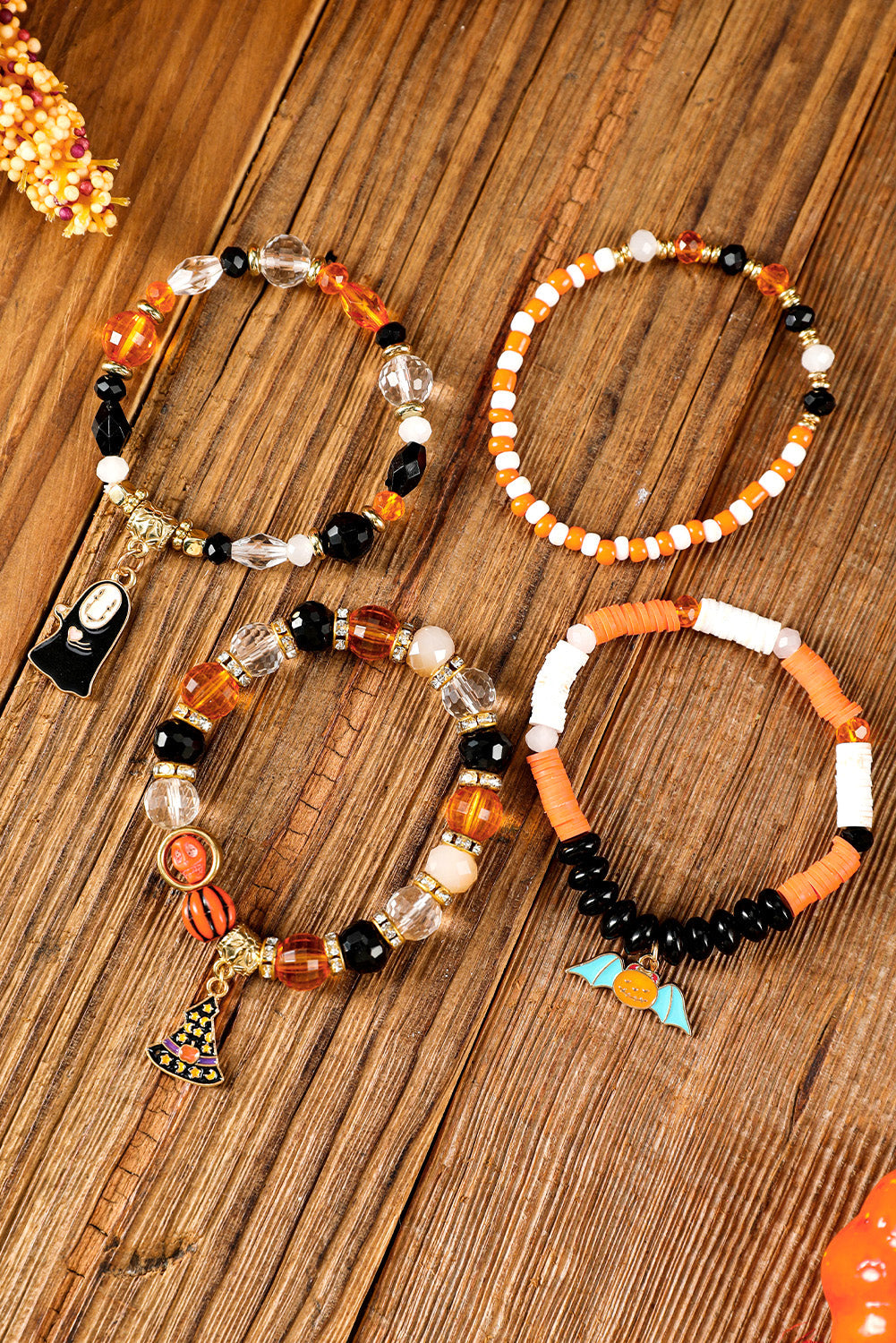 Halloween Kürbis Geist Anhänger Lagen Perlen Armband Set