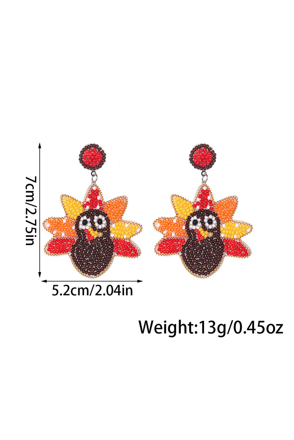 Boucles d'oreilles perlées en forme de dinde pour Thanksgiving