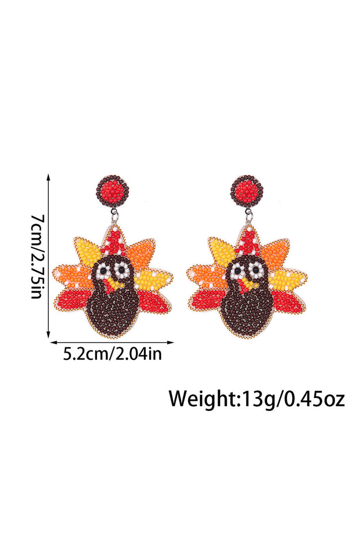 Boucles d'oreilles perlées en forme de dinde pour Thanksgiving