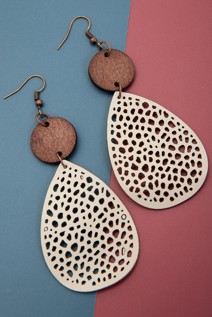 Colorblock Cut-Out Water Drop Hook Earrings