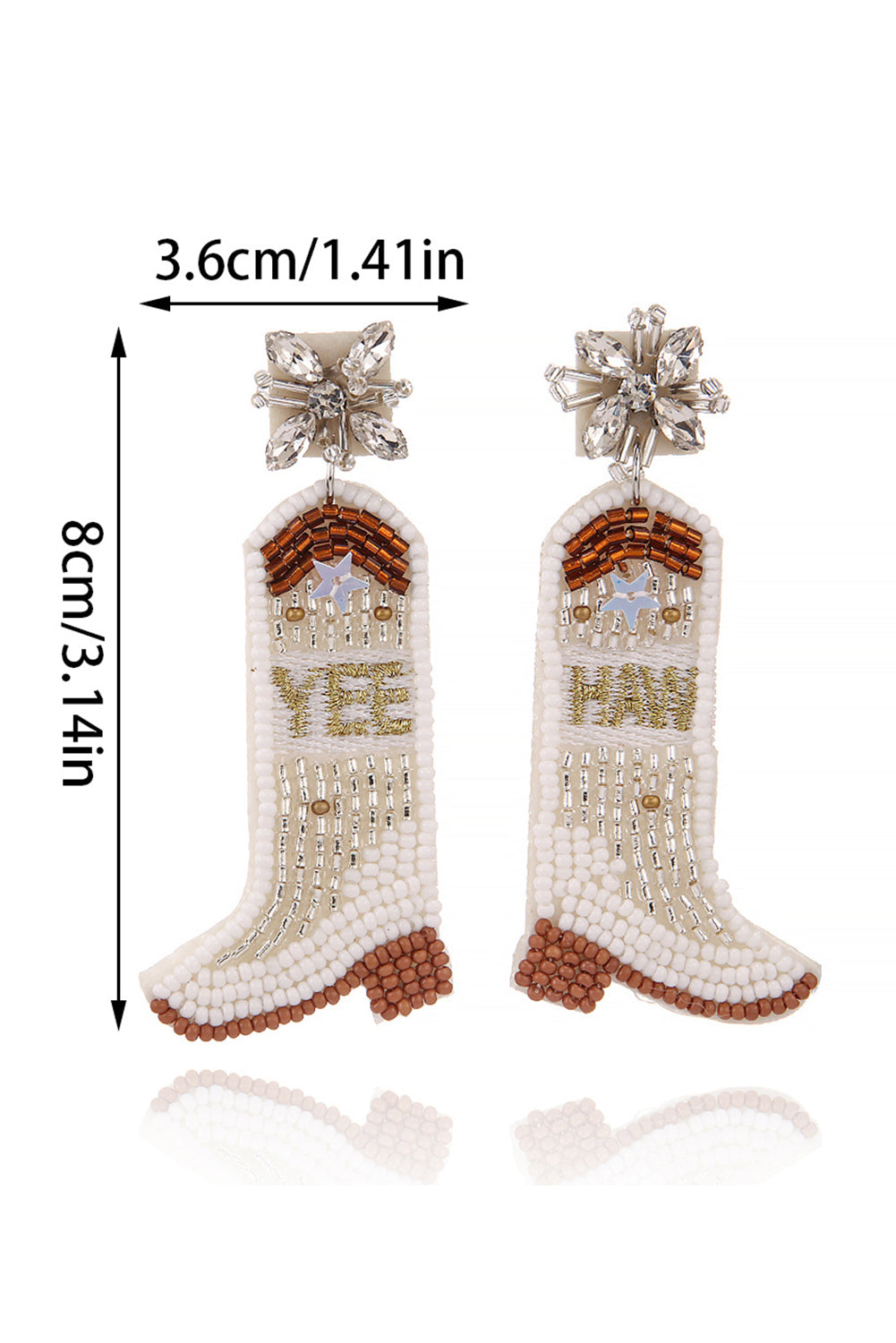 Cowboy Boots Rice Bead Dangle Earrings
