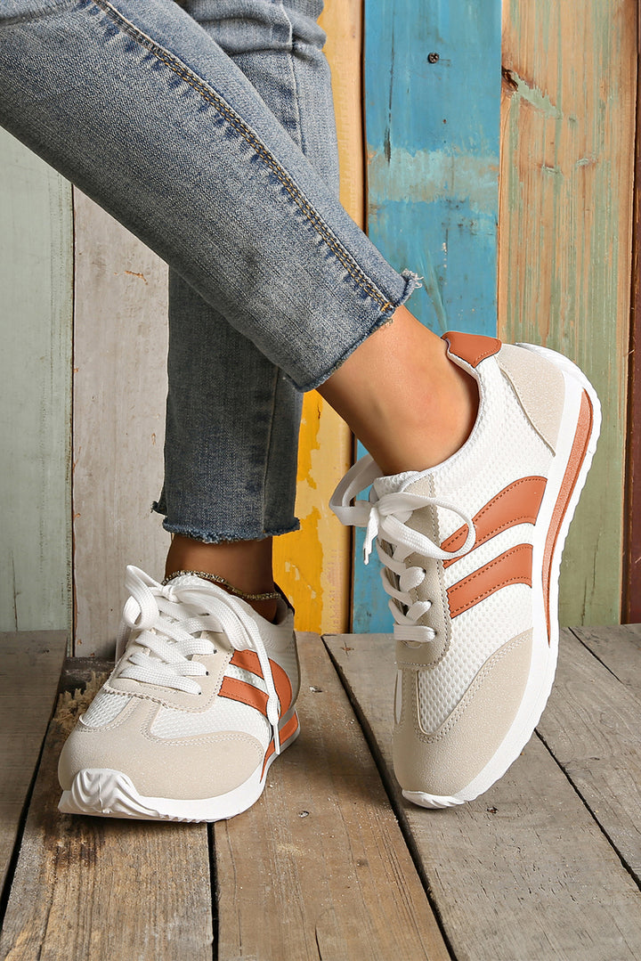 Color Block Patchwork Breathable Lace-up Sneakers