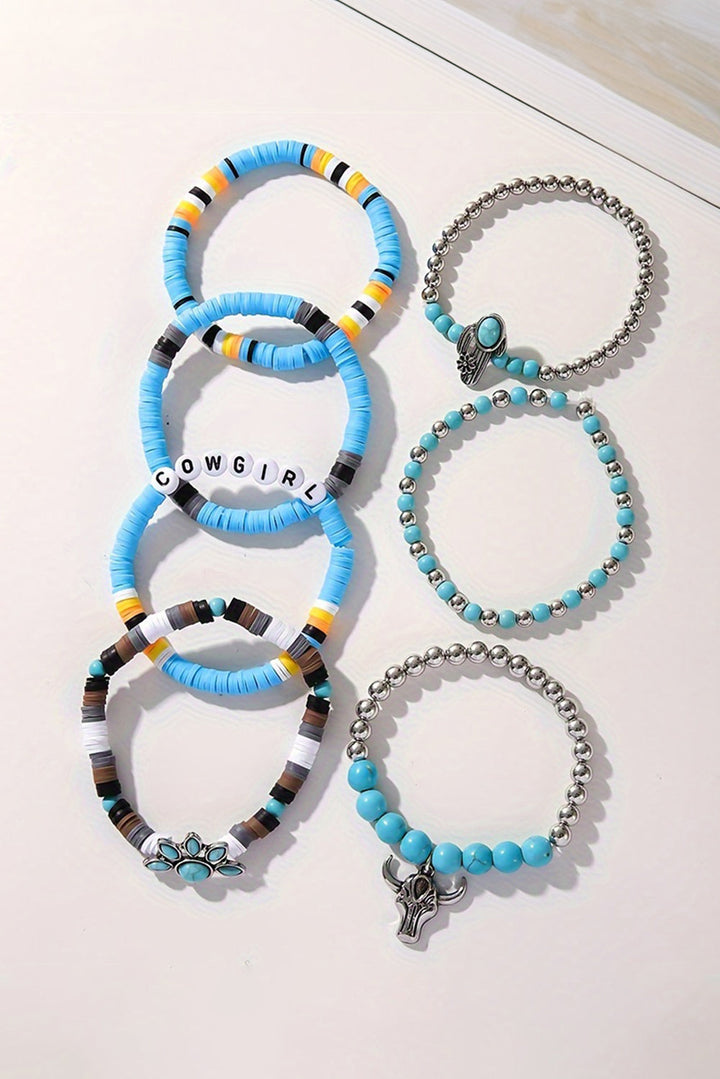 Ensemble de 7 bracelets bohèmes en perles turquoise