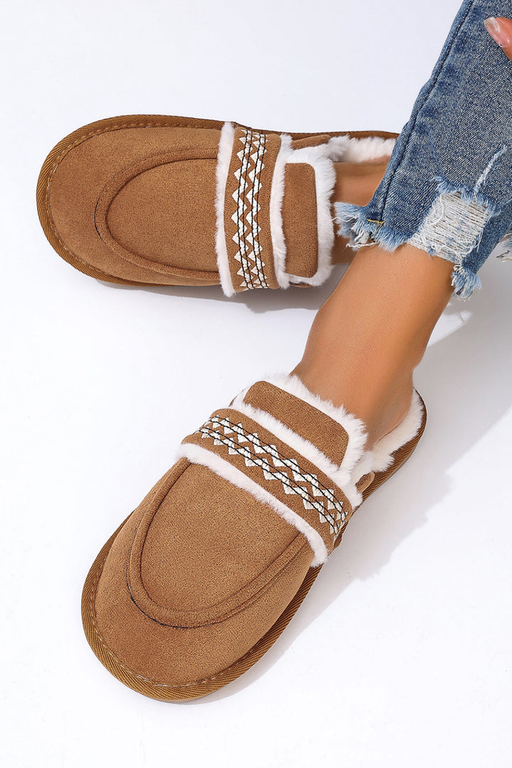 Suede Wavy Striped Plush Lined Slippers (Run Small, Size Up)