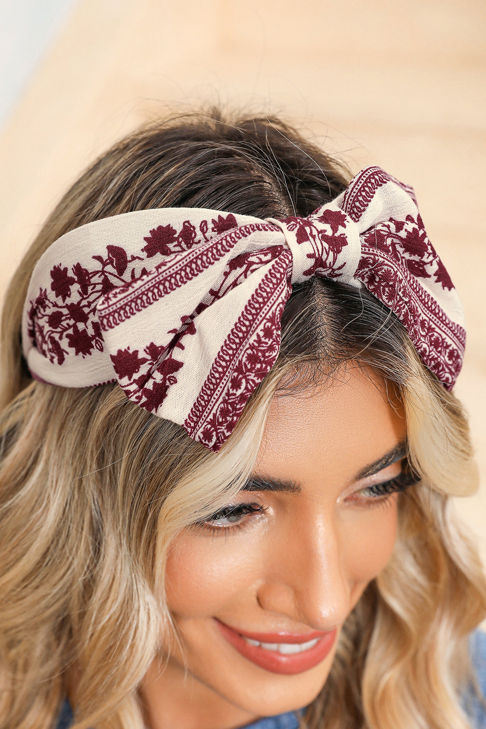 Retro Floral Vine Printed Bow Knot Headband