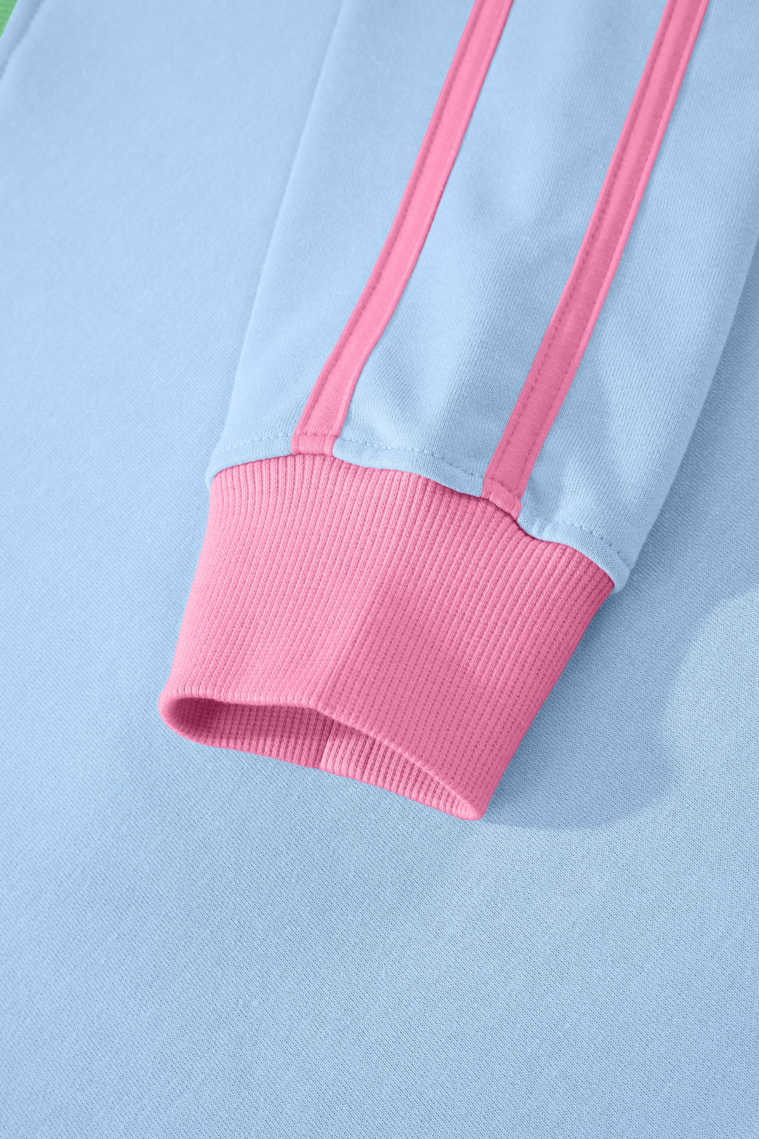 Sky Blue Ribbed Colorblock Trim Sporty Pullover Mini Skort 2pcs Athleisure Set