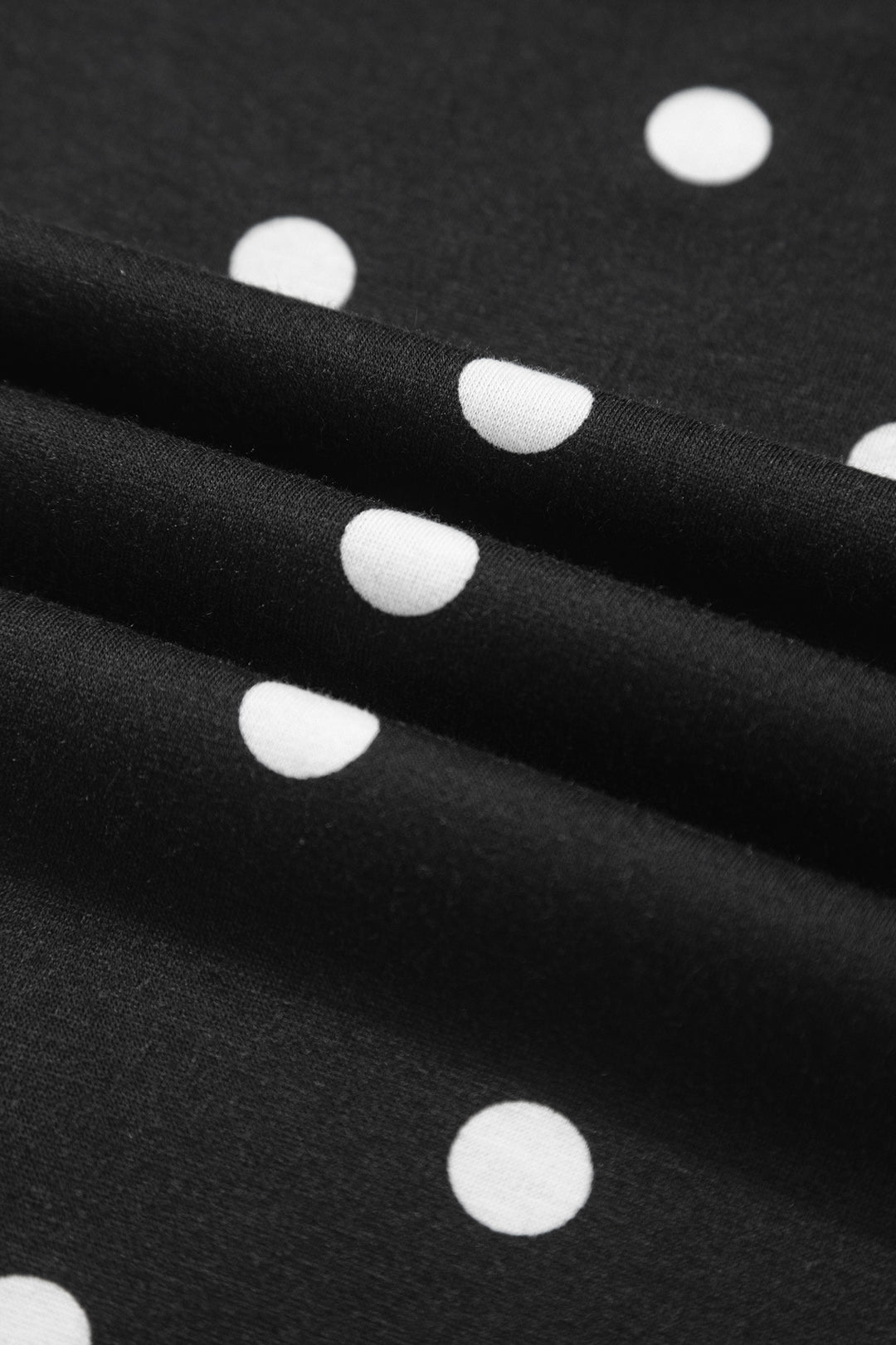 Black Polka Dot Half Sleeve Loose Top Elastic Waist Casual Pants Set