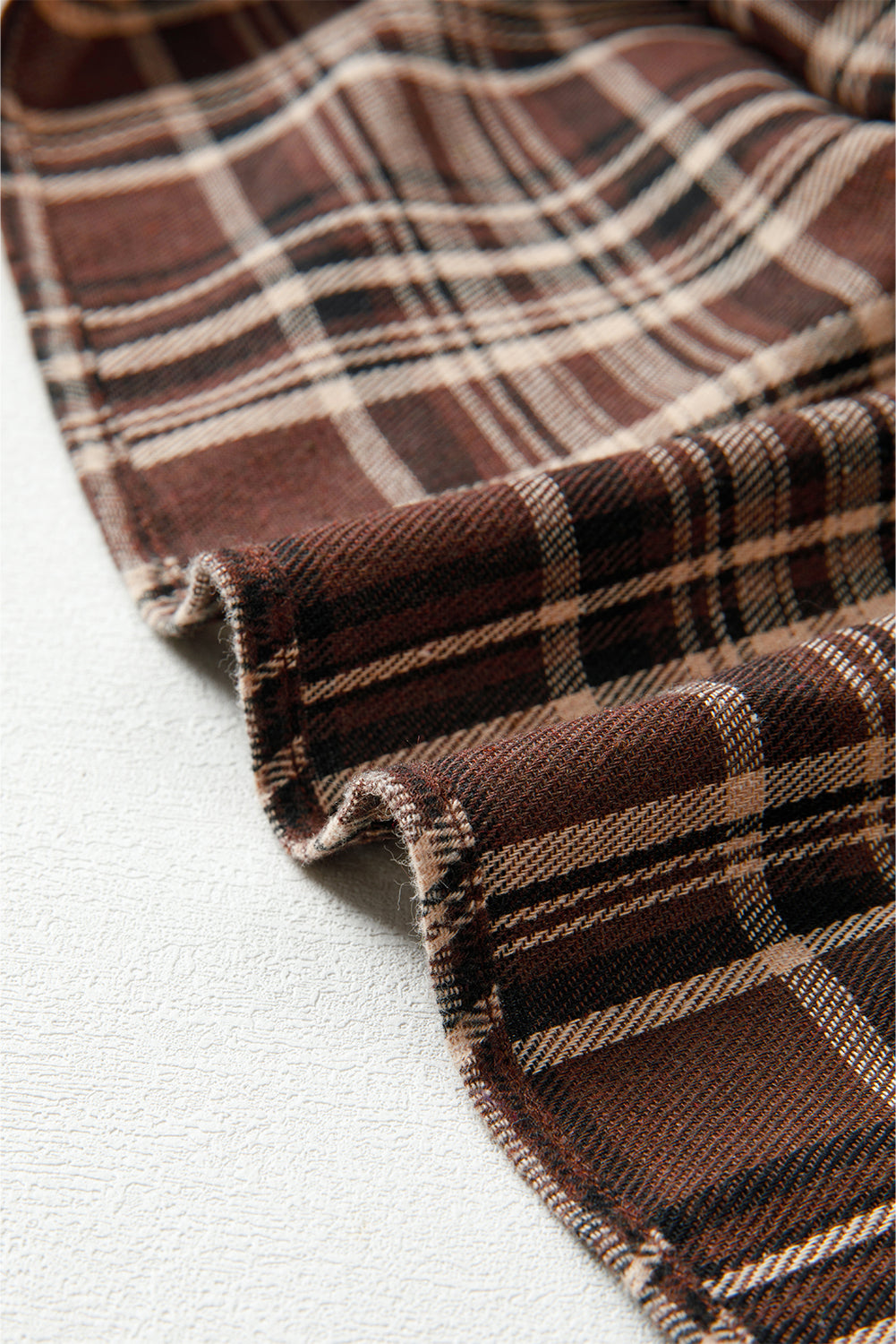 Plaid Patchwork Long Sleeve Button Hooded Blouse