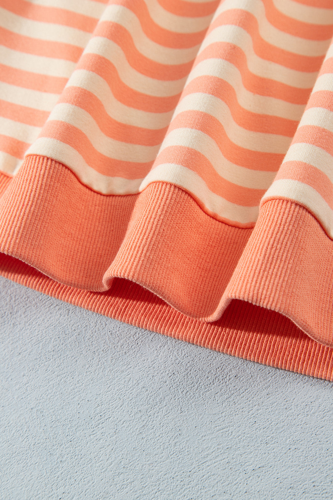 Grapefruit Orange Drop Shoulder Long Sleeve Pullover Elastic Waist Casual Short Set