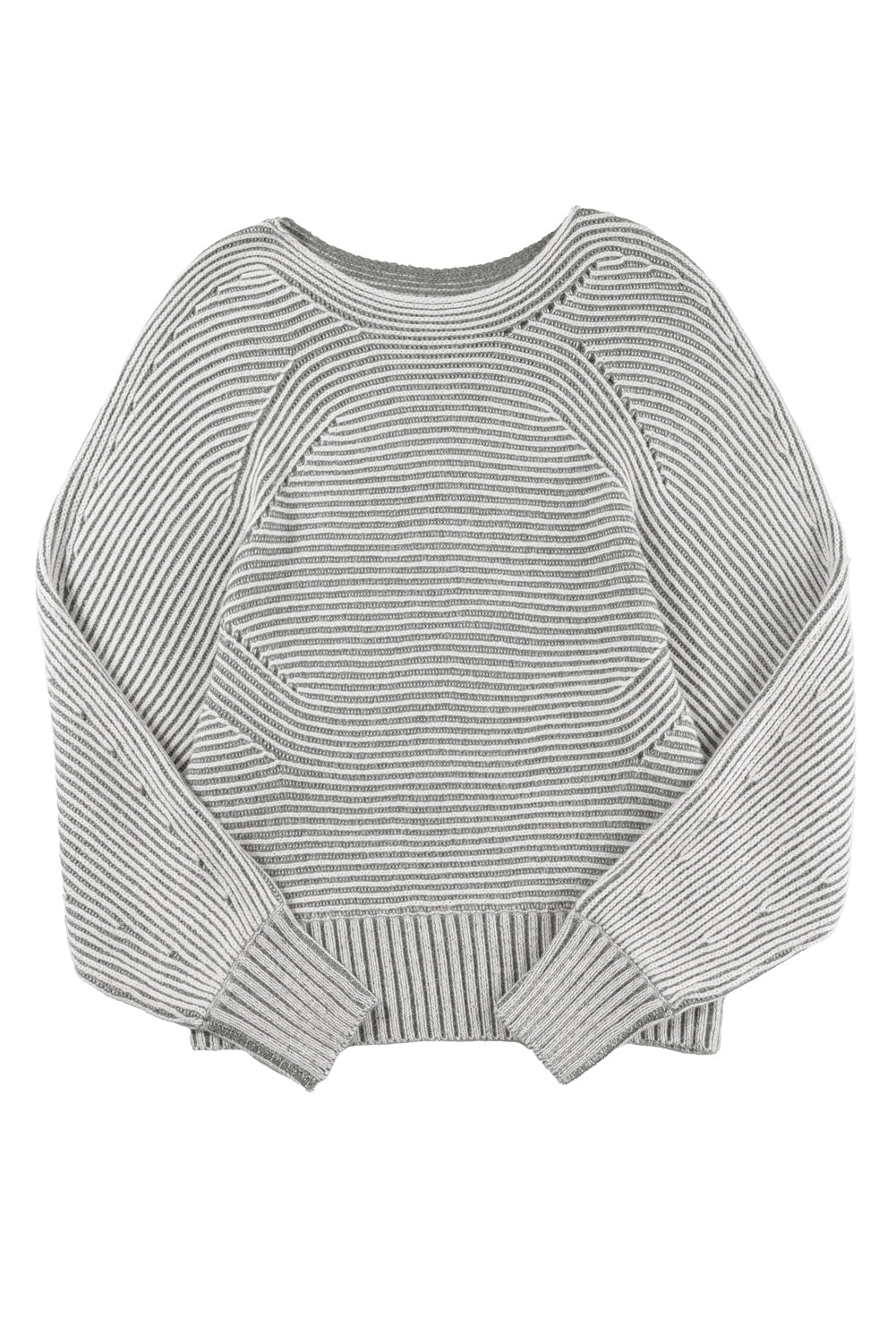 Striped Print Ribbed Knit Boat Neck Baggy Sweater