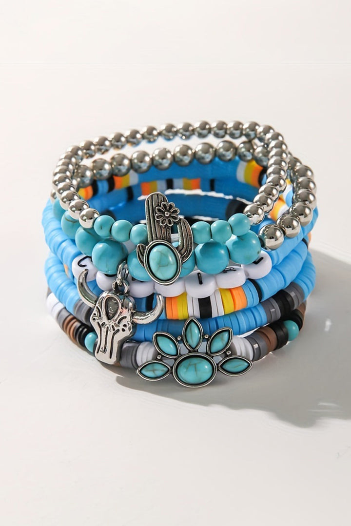 Ensemble de 7 bracelets bohèmes en perles turquoise