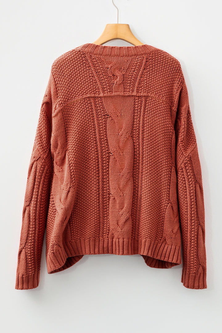 Chunky Fit Slouchy Textured Knit Sweater