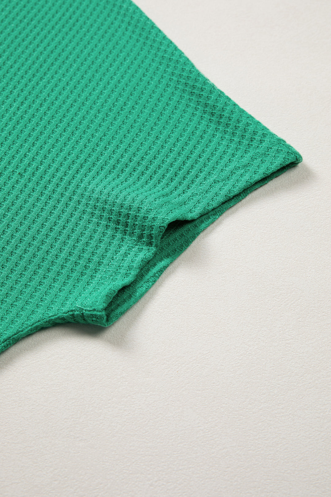 Sea Green Waffle Textured Knit Dolman Short Sleeve Loose Top