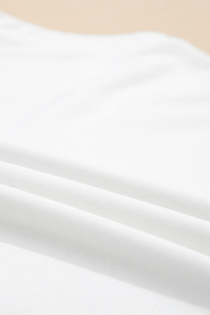 White Solid Color High Neck Cap Sleeve Loose Top
