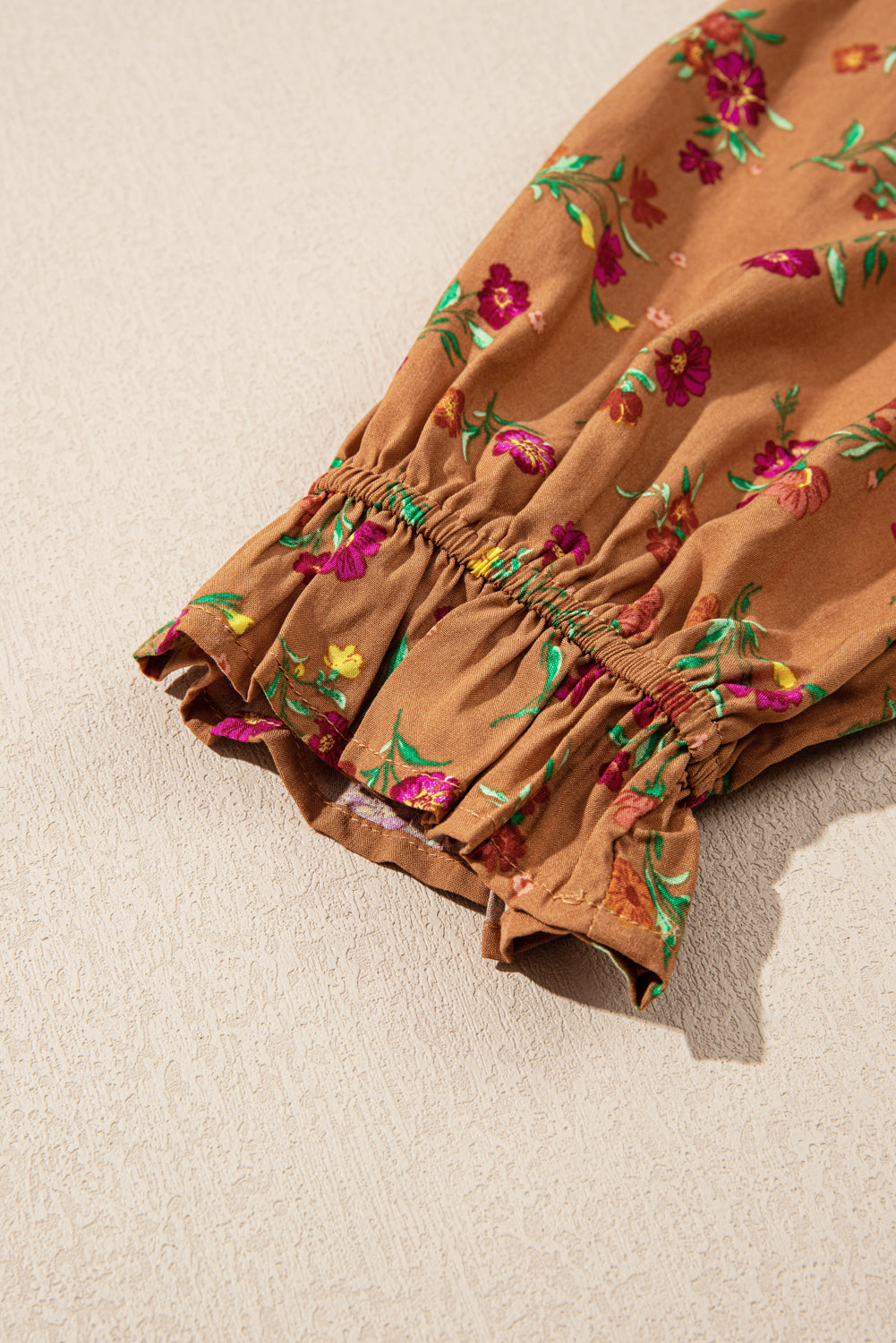 Brown Plus Size Floral Split V Neck Tiered Maxi Dress