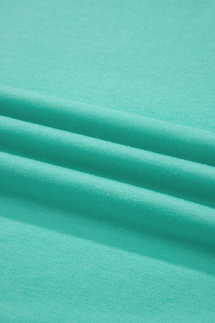 Mint Green Casual Plain Crew Neck Tee