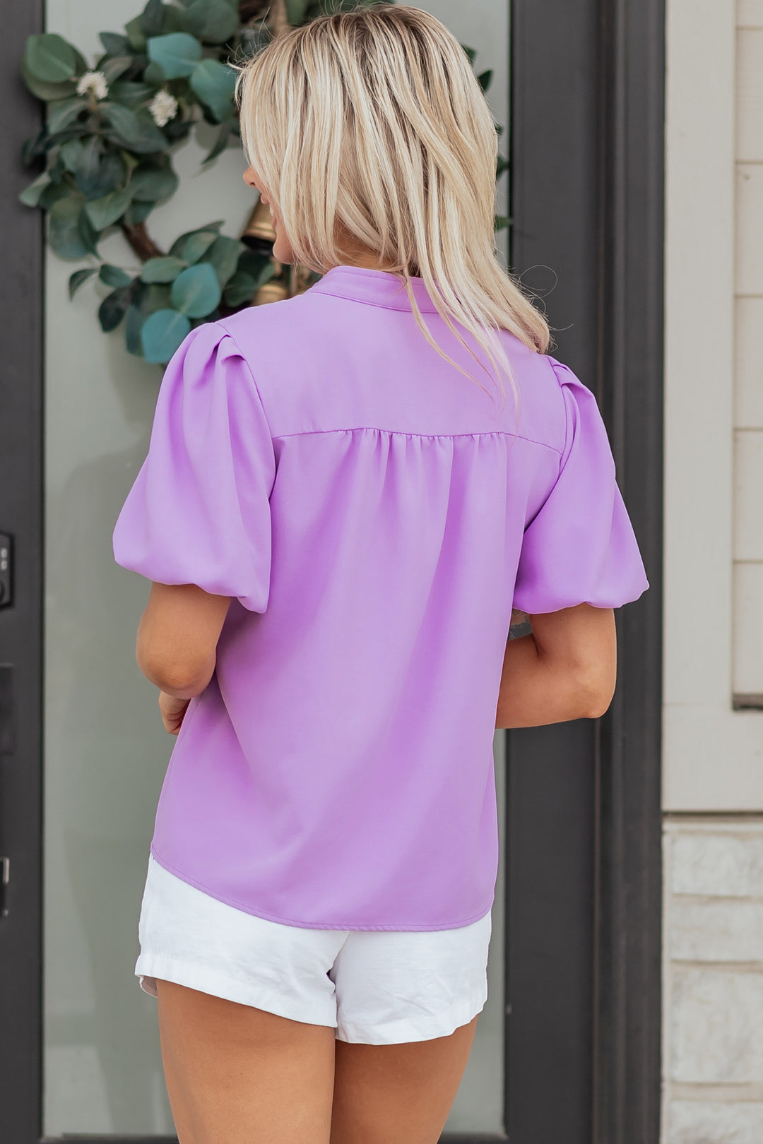 V Neck Puff Sleeve Summer Blouse