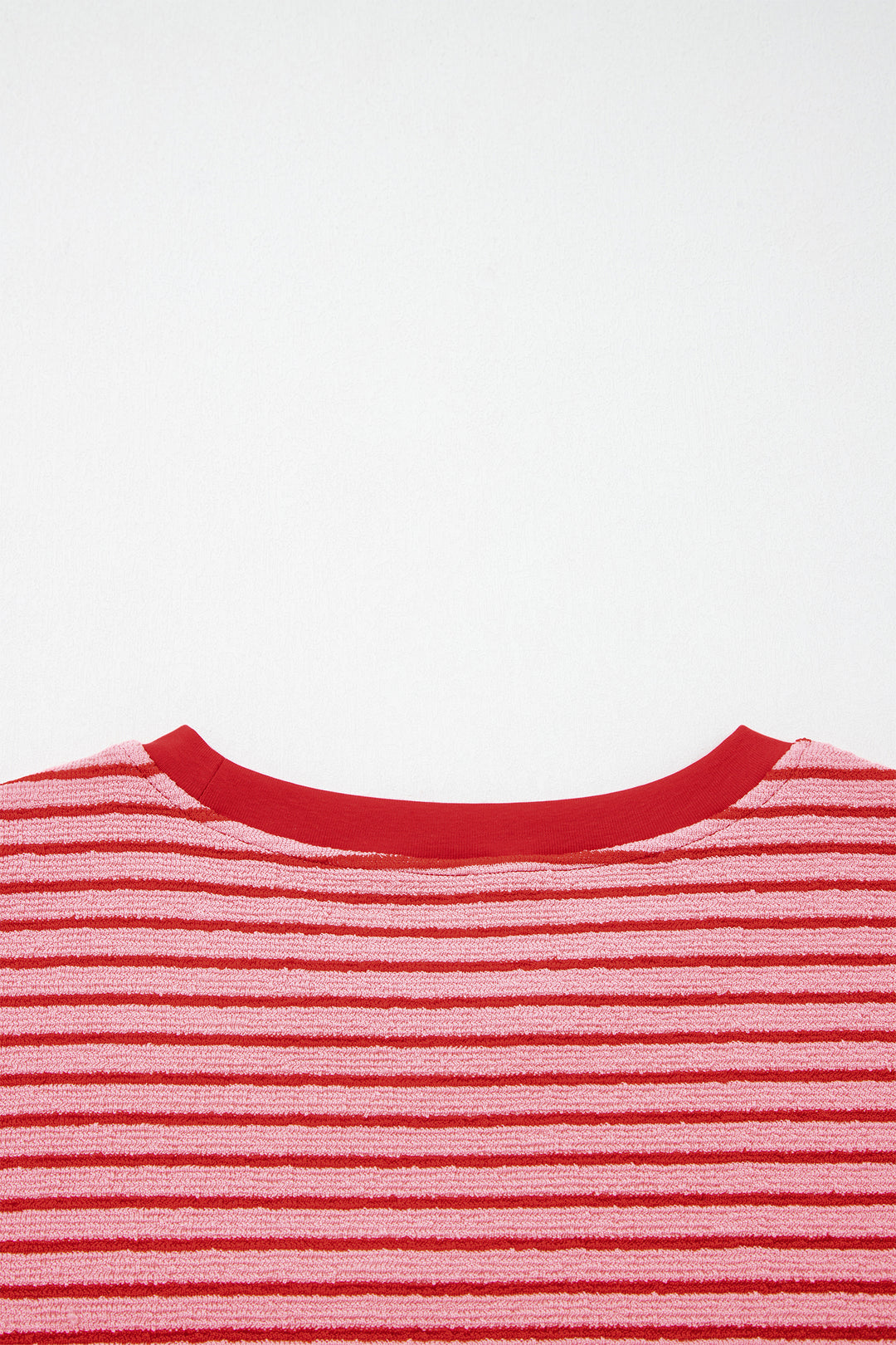 Rose Stripe Crew Neck Tee Drawstring Waist Cropped Pants Set