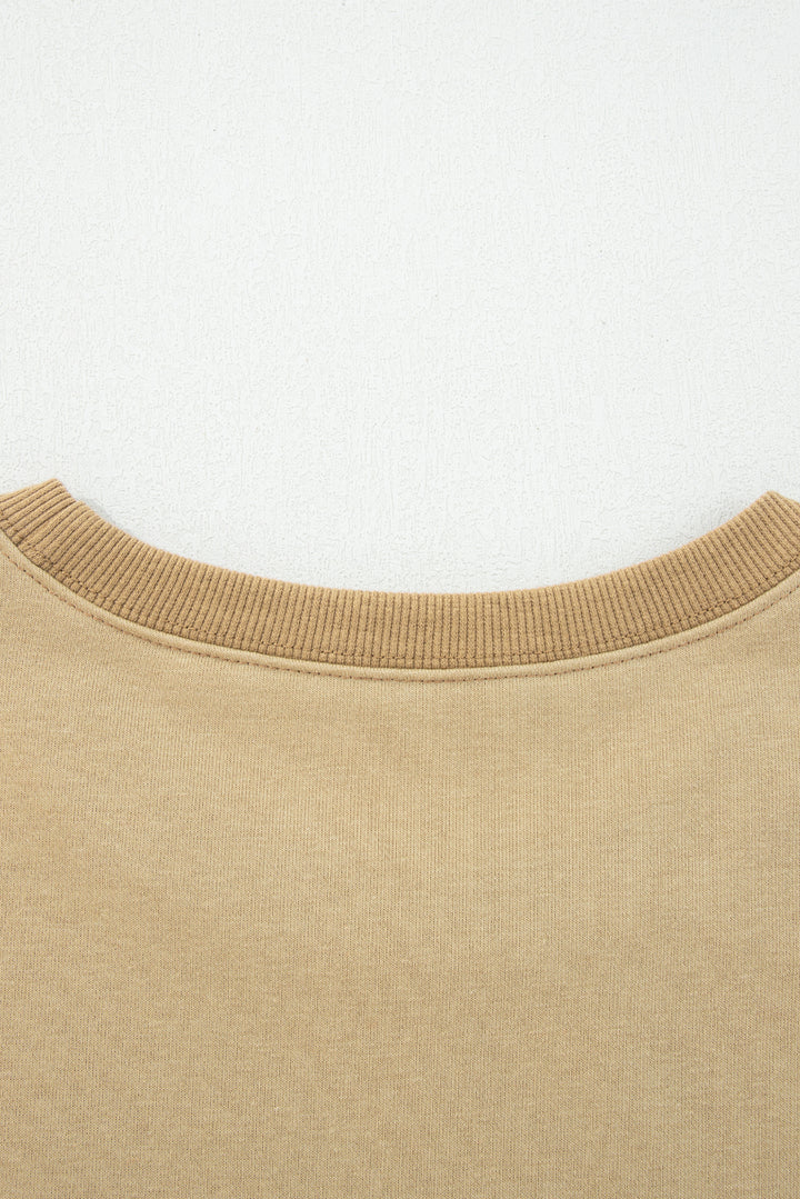 Contrast Star Patchwork Exposed Seam Uneven Hem Drop Shoulder Sweatshirt