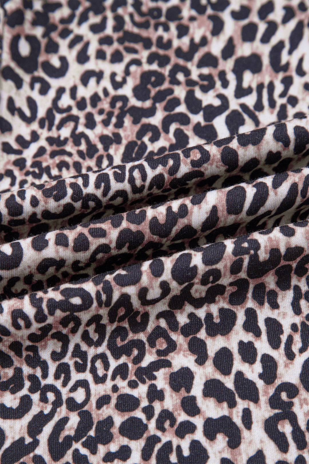 Brown Wild Leopard Print Contrast Lace Striped Detail Drawstring Pants