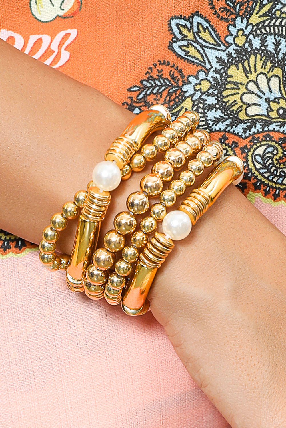 5-teiliges Armbandset mit Perlen