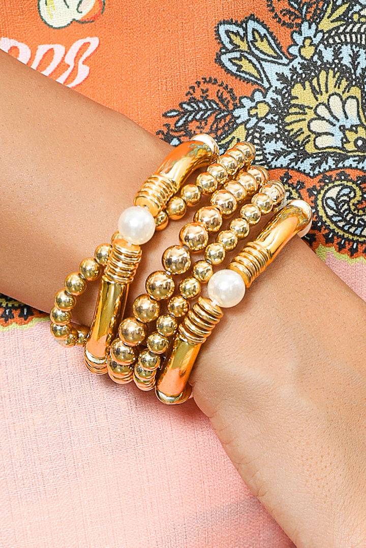 5-teiliges Armbandset mit Perlen