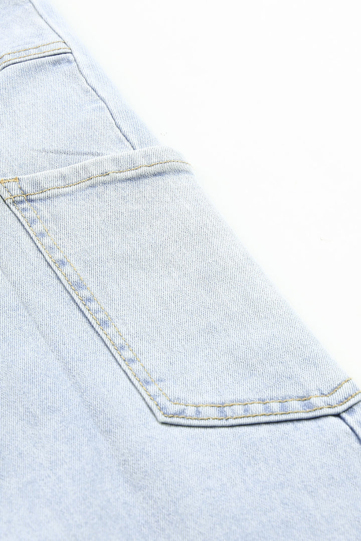 Sky Blue Multi Pocketed Y2K Street Fashion Shift Jeans