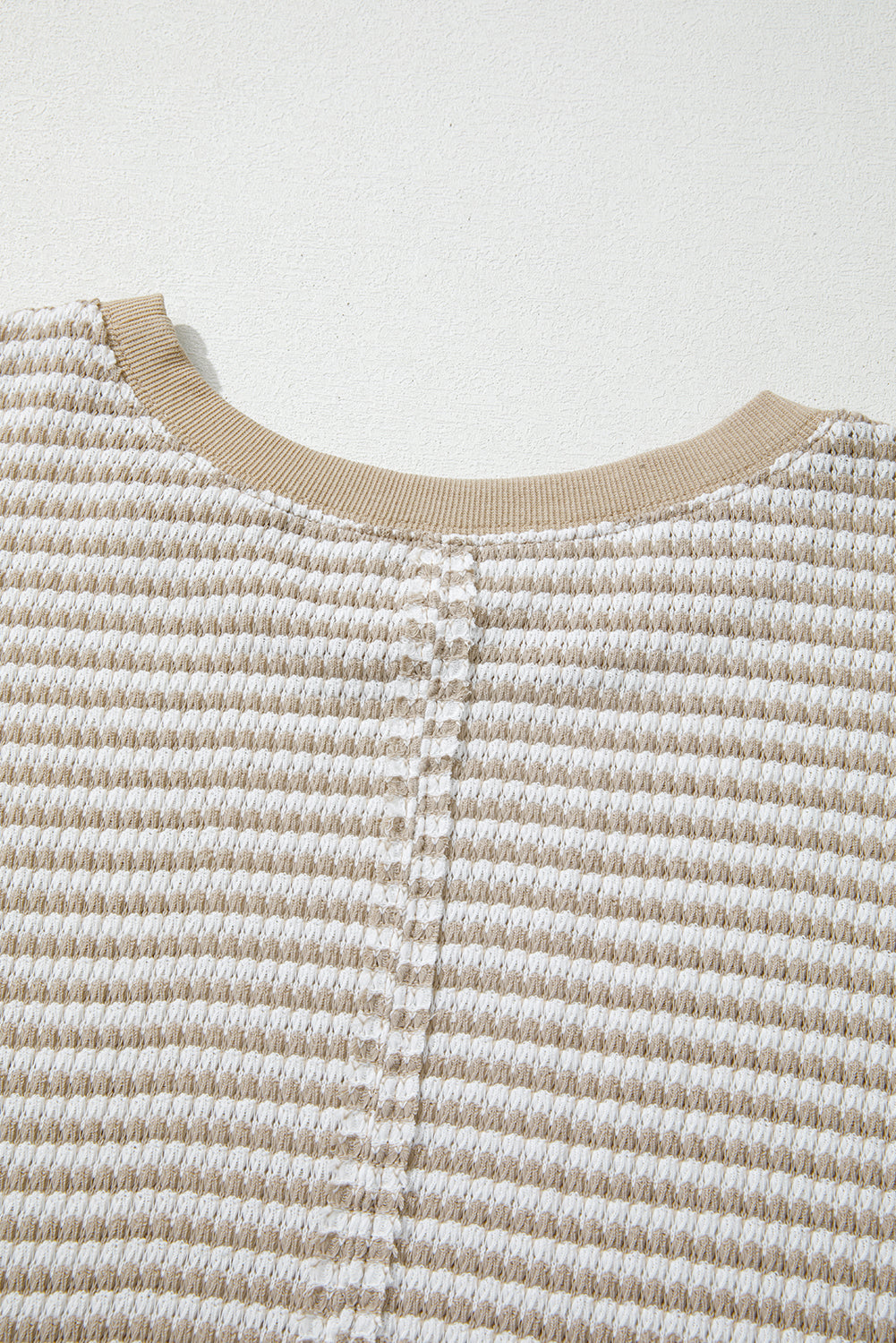 Brown Stripe Breathable Knit Ribbed Trim Plus Size Long Sleeve Top