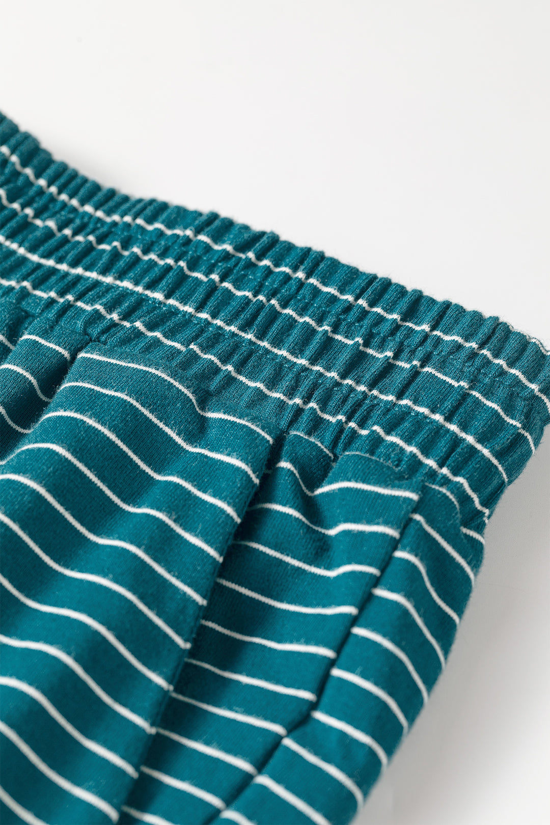Green Stripe Dropped Shoulder Long Sleeve Top Elastic Waist Pants Casual 2pcs Set
