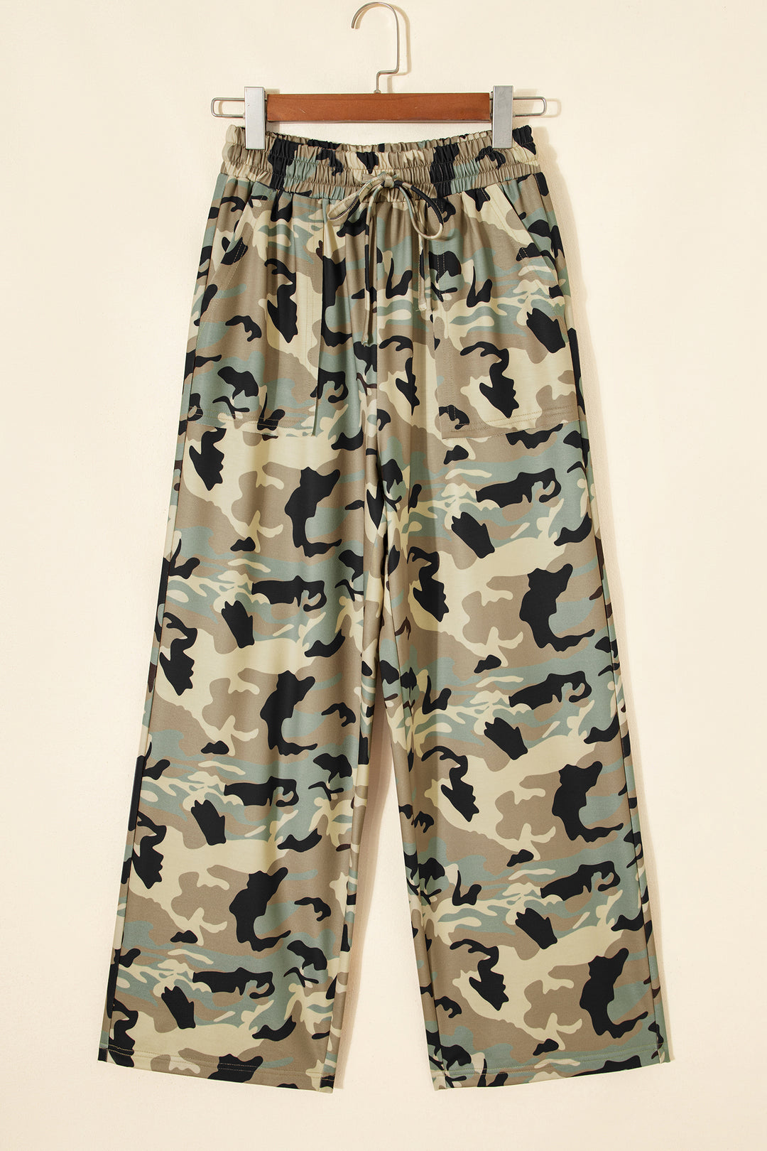 Multicolour Camouflage Print Street Fashion Drawstring Shift Pants