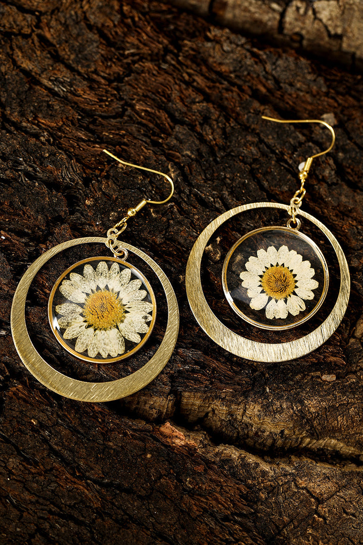 Daisy Disc Dangle Hook Earrings
