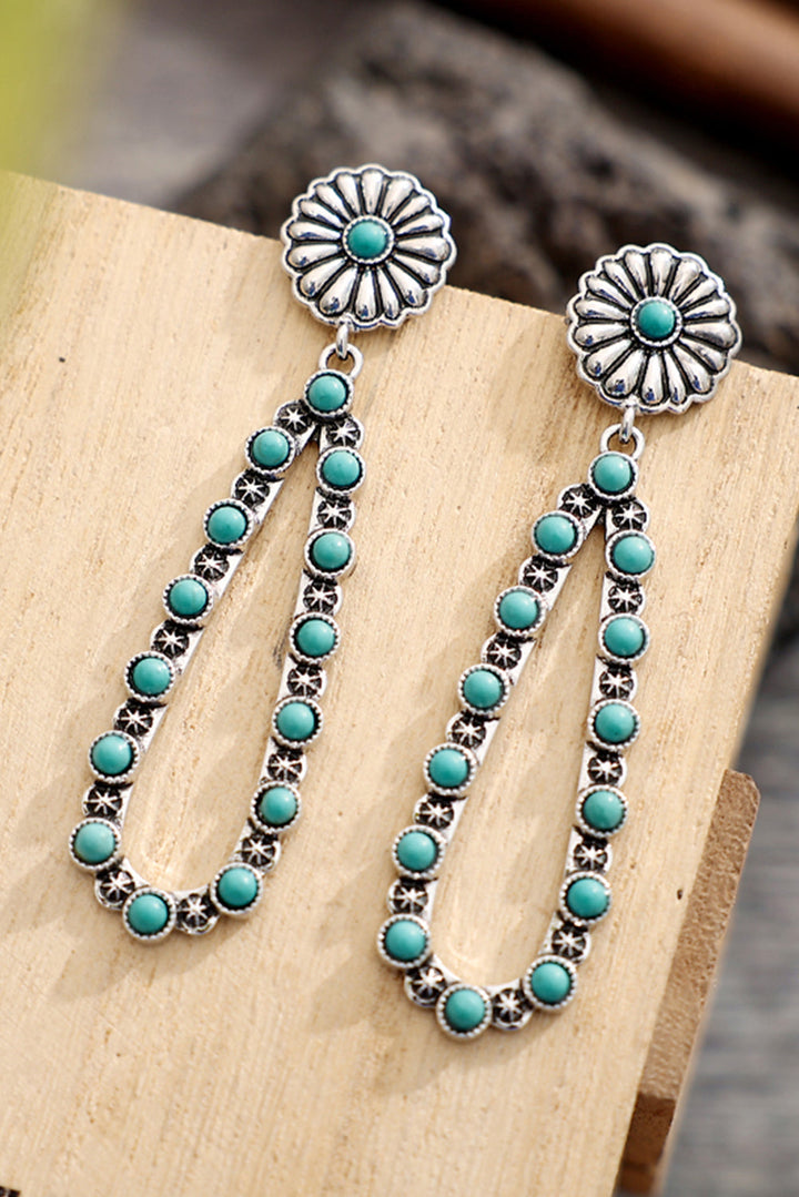 Boucles d'oreilles à fleurs turquoise style western