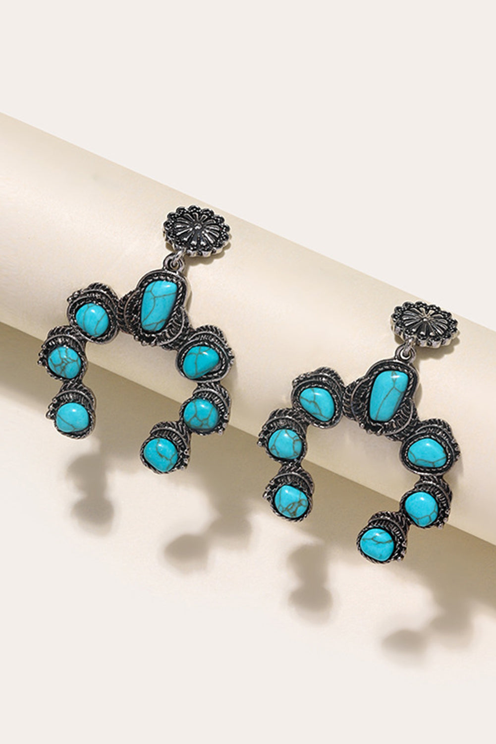 Boucles d'oreilles pendantes à décor turquoise rétro occidental