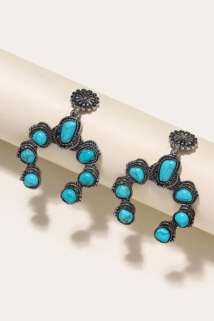Boucles d'oreilles pendantes à décor turquoise rétro occidental