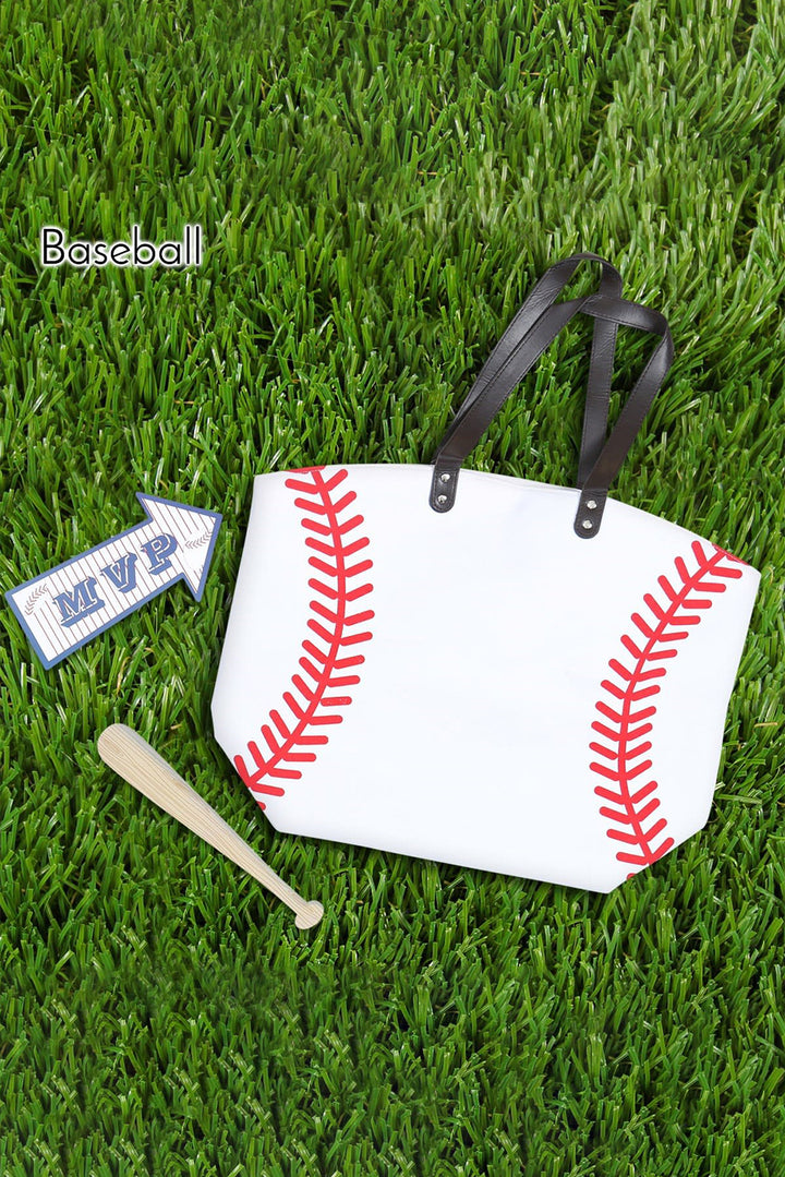 Große Tragetasche aus Segeltuch mit Baseball-Muster