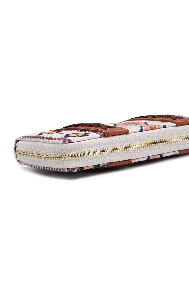 Western Aztec Print PU Leather Wristlet Wallet