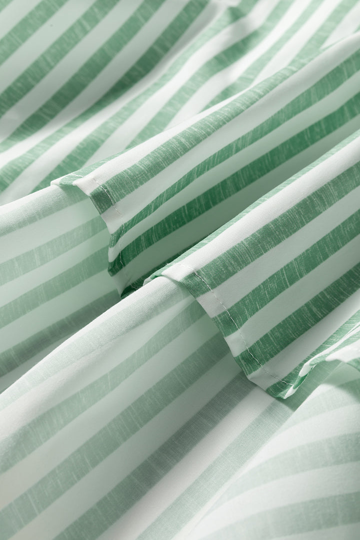 Green Stripe Half Zip Long Sleeve Swing Top