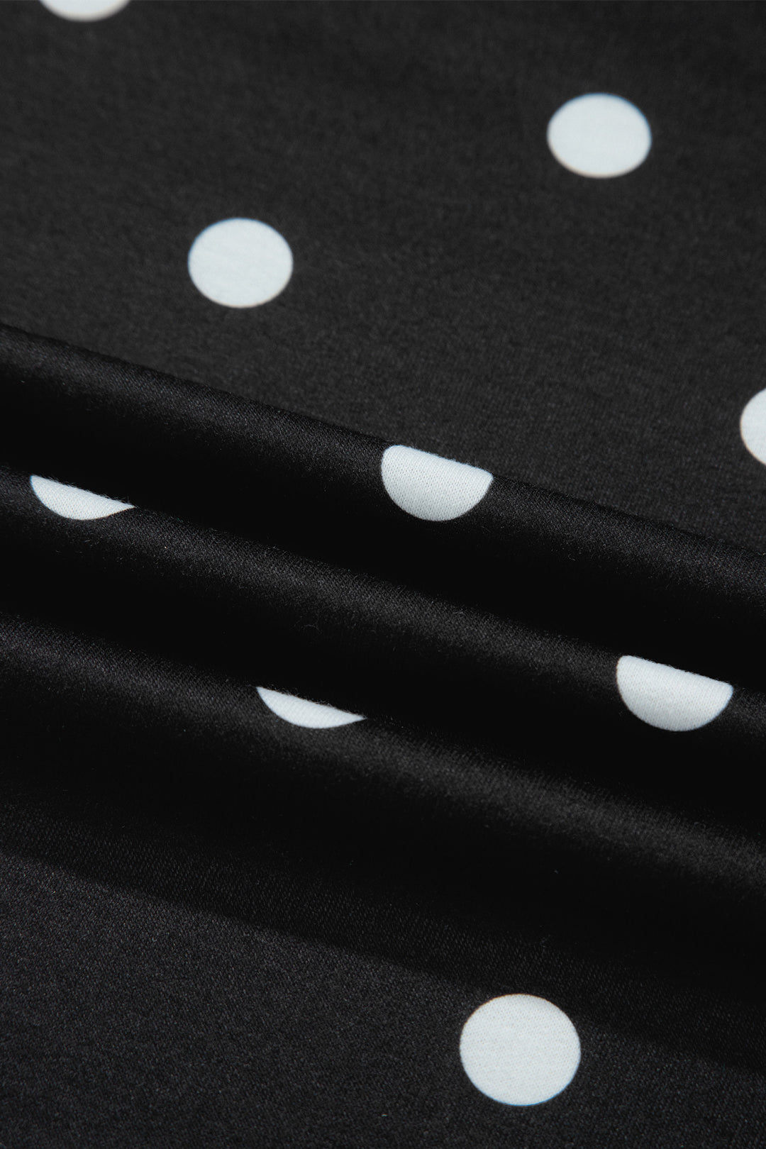 Black Polka Dot Short Sleeve Loose Top Drawstring Shorts Set