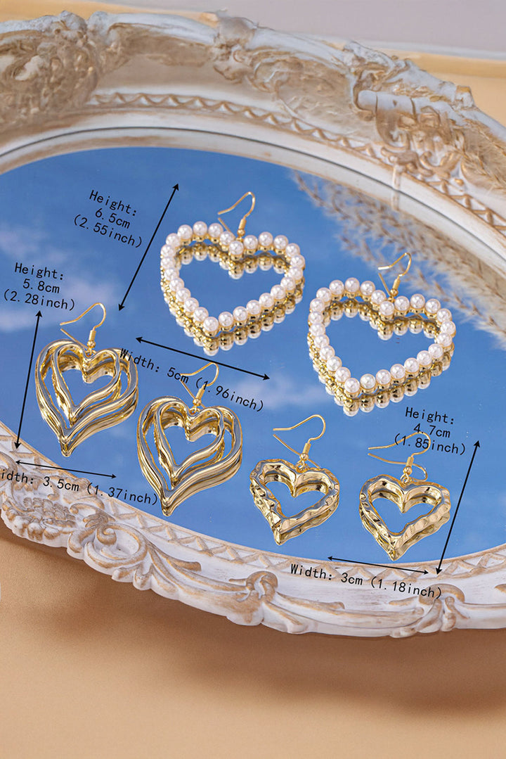 Boucles d'oreilles pendantes en alliage plaqué en forme de double cœur