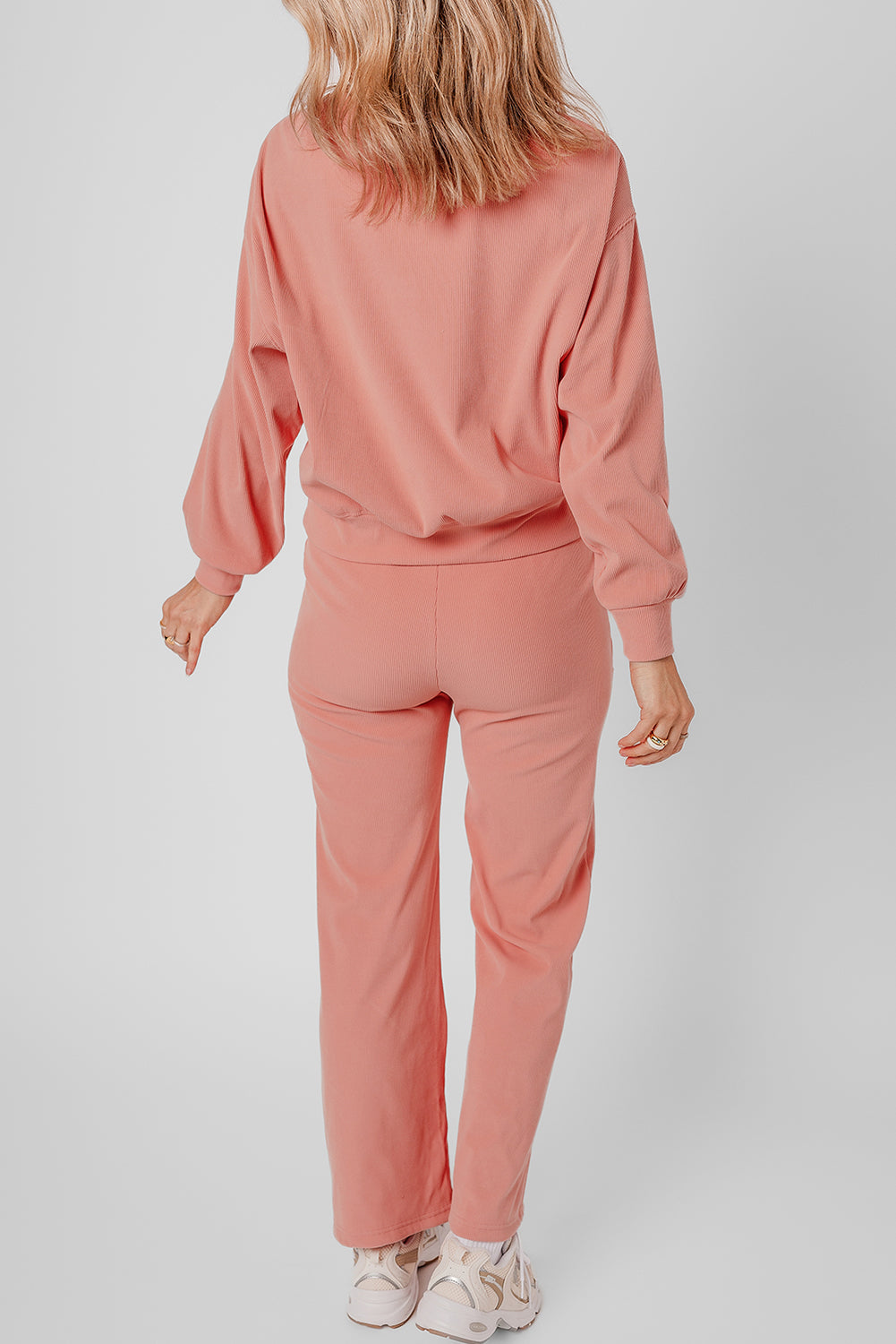Blossom Ribbed Knit Pocketed Two Piece Lounge Set