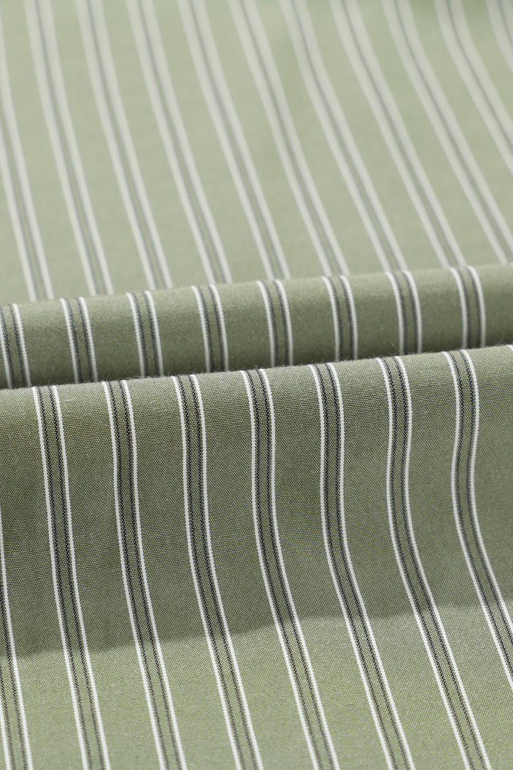 Green Stripe Button Up Oversized Casual Shirt